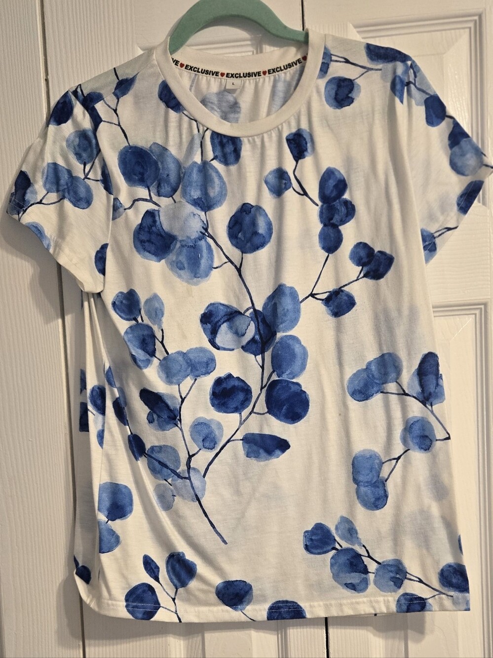 Blue Floral Watercolor Tee
